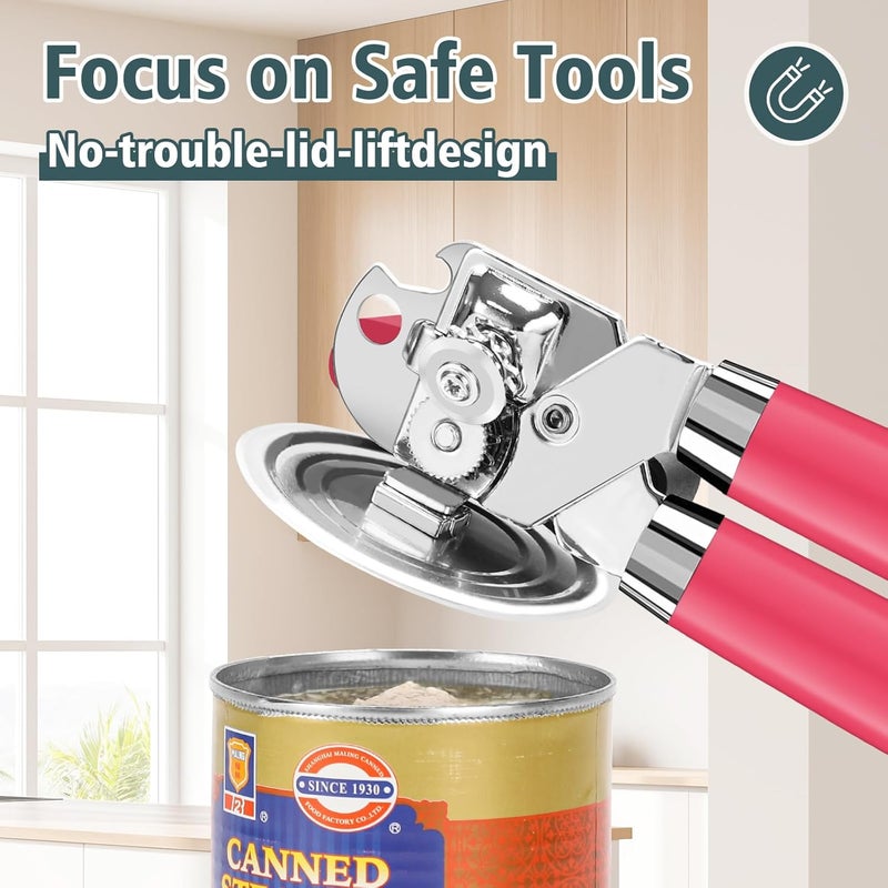 Yannier Multifunctional Heavy Duty Can Opener Manual Smooth Edge Can Opener and Bottle Openers with Magnet Durable Sharp Cutting Blade Comfortable Handle Big Effort-Saving Knob Kitchen Tool - Image 5